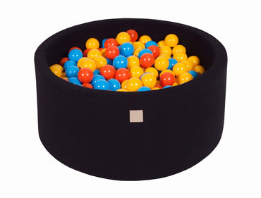 Ballenbak Rond 300 ballen 90x40 cm Zwart: Geel, Oranje, Blauw